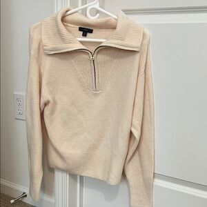 Cream Jcrew Zip-Up Sweater